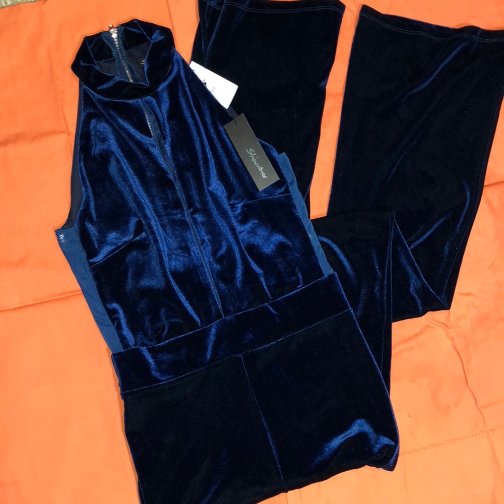 Royal Blue Velvet Jumpsuit